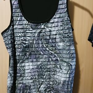 Vintage Penningtons Black and Gray Animal-Print Layered Tank Top